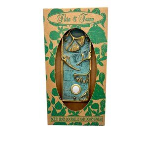 Flora & Fauna Solid Brass Doorbell Gingko Leaf Design Verdigris Finish NIP